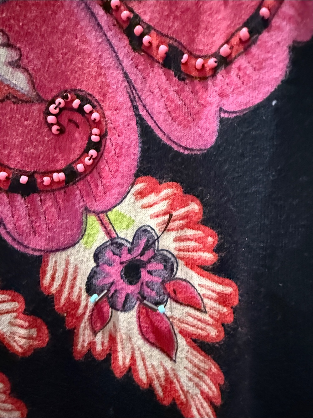 Desigual Black Dress with Pink and Green Floral Embroidery - Picture 2 of 4